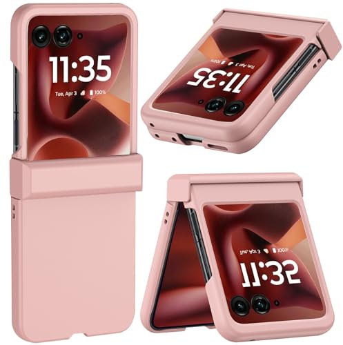 NINKI for Motorola Razr Ultra 2025 Flip Case with Hinge Protector,Cute Slim Protective Bumper for Motorola Razr Ultra 2025 Protector Case Moto Razr 60 Ultra Phone Cover Hinge Protection Womens Pink