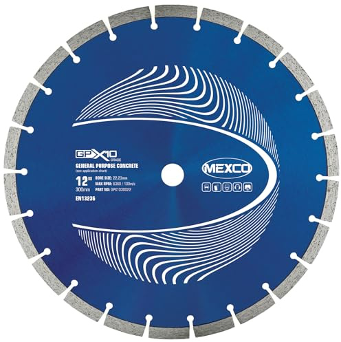 Mexco GPX10 General Purpose Concrete Diamond Blade, Cutting Disc for Non-Abrasive Building Materials - 300mm, 10mm Segment Height, 22.23mm Bore