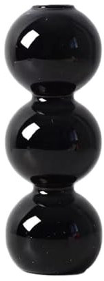 Jarrón de cristal para sala de estar, arreglo floral hidropónico, jarrón esférico, decoración de flores secas (S-negro)