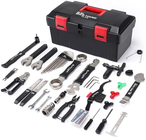 BIKE HAND Bicycle Repair Tool Kit 34 Piece Multi Tool Bicycle Maintenance Set for Road Bikes and Mountain Bikes with Tool Box
