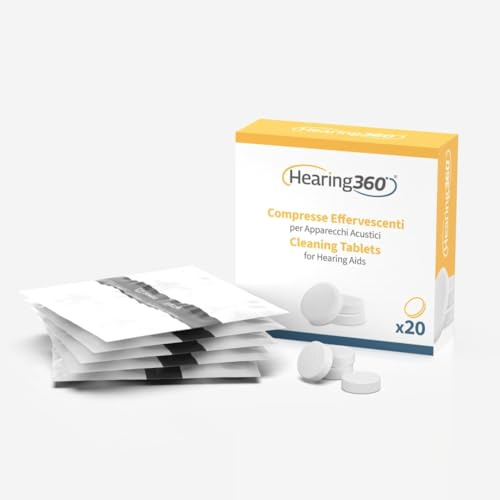 Hearing360 Brausetabletten für Hörgeräte, Tiefenreinigung und Desinfektion für Kuppeln und Röhrchen, 20 Tabletten mit Aktivsauerstoff, Medizinprodukt Klasse I