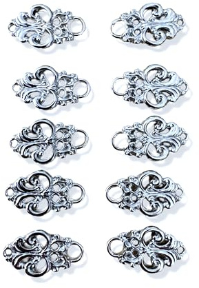 10 Stück silber glänzend kleine Miederösen Dirndl Mieder Coursage aus Metall 21mm x 16mm