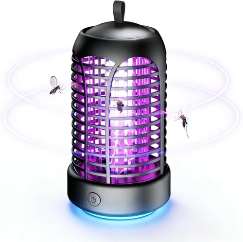 Lampe Anti Moustique Extérieur,Lampe Anti Mouche 5W 3800V UV Tueur d'Insectes Électrique,Étanche Anti Insectes Répulsif Efficace Portée 100m² pour Le Camping,la Cuisine,Le Salon et d'autres endroits