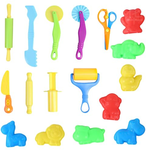 BRTNUP Knetwerkzeug für Kinder, 9 Stück Knete Zubehör und 8 Tierförmige Formen mit Knetmatte, Formen und Rollen, Knetwerkzeug Set Ideal für Kreatives Spielen, Feinmotorik und Rollenspiele