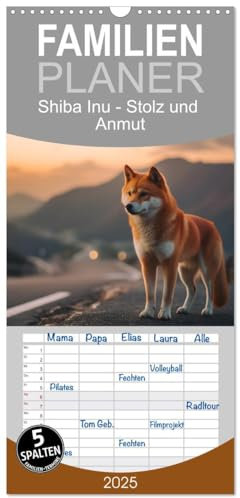 Familienplaner 2025 - Shiba Inu - Stolz und Anmut mit 5 Spalten (Wandkalender, 21 cm x 45 cm), CALVENDO: Shiba Inu - Faszination japanischer Schönheit (CALVENDO Tiere)