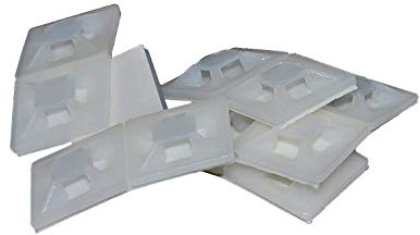 Klebepad Klebesockel Kabelbinder Befestigungssockel Kabelhalter 100 Stk. (20 x 20 mm, weiß/natur)