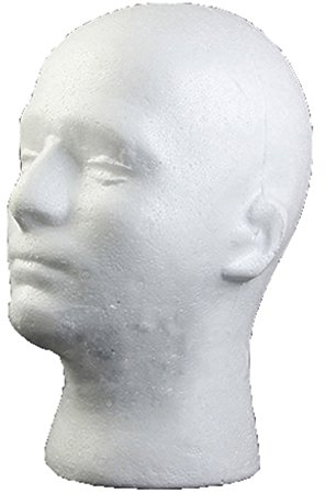 SpirWoRchlan Modellkopf, männlich, aus Schaumstoff, Styroporkopf, Brillenständer, Ständer für Perücken, Kopfhörer, Mützen (Weiß)