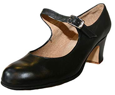 Flamenco Schuhe Einsteiger Frau Leder mit Nägeln Herren, Schwarz (schwarz), 38 EU