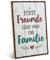 ARTFAVES® Wandbild Holzschild mit Spruch - ECHTE FREUNDE ZÄHLT MAN ZUR FAMILIE - Türschild Retro Vintage Deko Bild Geschenk - Freundschaft, Familie