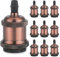 DiCUNO E27 vintage solid Lampenfassung, Aluminium & Keramik Lampenhalter, E27 Sockel für Glühbirne, Antiker-Look für Wand-, Tisch- & Deckenleuchte, DIY Zubehör, Red Copper, 10er Pack