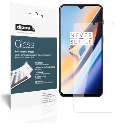 dipos 2x Displayschutzfolie 9H klar für OnePlus 6T | Bricht und splittert nicht, kein Echtglas, Anti-Shock, passt perfekt, kratzfest, blasenfrei, hüllenfreundlich, selbstklebend