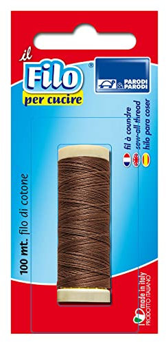 PARODI & PARODI- Filo per Cucire per 100m, Filo da Cucito da 20gr, Bobina di Cotone per Aghi da Cucito, Rocchetto Adatto alla Cucitura a Mano, Prodotto in Italia, Color Marrone