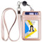 Teskyer Porte Badge, avec Cordon Rétractable, Porte Badge Tour de Cou, Porte Badge en Cuir PU, 4 Emplacements pour Cartes, avec Poche Zippée, pour Le Travail, L'école, Or Rose