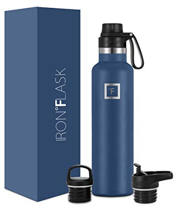 Insulated Water Bottle with Spout Lid Narrow - 710ml (3 Lids) - Cold 24hrs & Hot 12hrs Drinks - Double-Walled Stainless Steel Metal Leakproof Travel Sports Gym Camping & Hiking Hydration Flask
