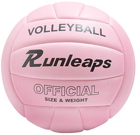 Runleaps Volleyball Wasserdicht Indoor Outdoor Volleyball für Strand Spiel Gym Training (Pink, Offizielle Größe 5)