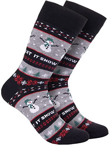 BRUBAKER Weihnachtssocken für Damen und Herren - Weihnachtsmotiv Let It Snow - Baumwolle Socken Weihnachten