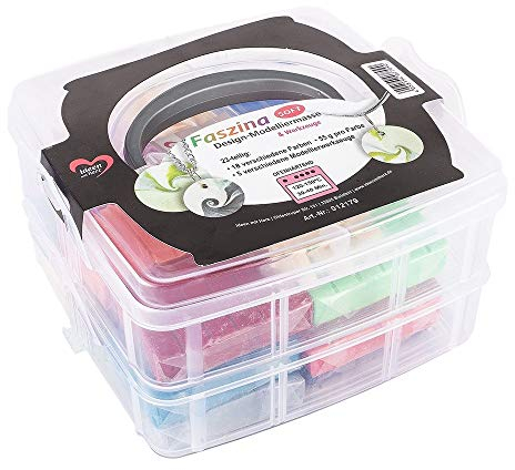 Ideen mit Herz Faszina Soft Set | 990g Modelliermasse | Polymer Clay | weicher Bastelton | 18 Farben á 55g | Ofen-härtend | 23-teilig | inkl. 5 Modellierwerkzeuge