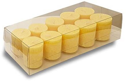 ONE GOODLIFE | Duftkerzen Geschenkset - Kerzen Set als Geschenk | 10 Stück Wachskerzen aus Stearin - Farbe schönes-Gelb | Aroma-Kerzen zu Weihnachten oder für die Aromatherapie | (Vanille)