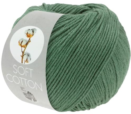 LANA GROSSA Soft Cotton | Weiches Baumwollgarn mit modernem Mikrofaseranteil | Handstrickgarn aus 70% Baumwolle & 30% Polyacryl | 50g Wolle zum Stricken & Häkeln | 140m Garn FB37