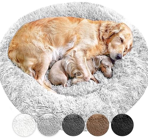 Wahre Tierliebe Hundebett Donut - Das Original - waschbar [XS, 60cm, braun] Hundekissen, Hundekorb, Flauschiges Hundebett für große, mittelgroße & kleine Hunde