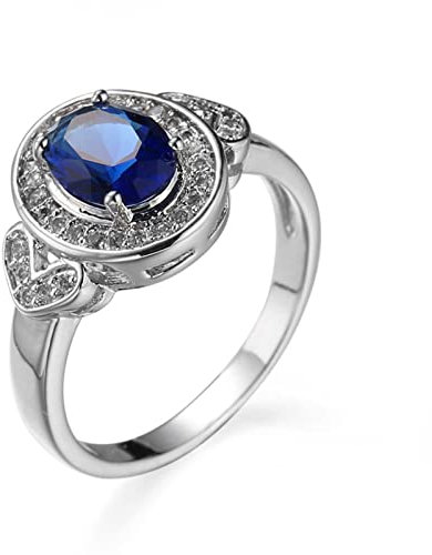 Skcess Eheringe Versilbert, Vintage Ringe Silber Oval Zirkonia Verlobungsringe Größe 60 (19.1)
