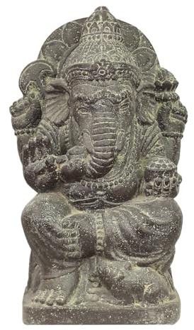 Oriental Galerie Ganesha Steinfigur Hinduismus Buddhismus Gott Götterbote Ganapati Geschenk Stein Lavasand 50 cm