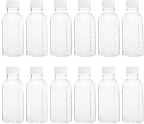 UPKOCH 12 Stücke Kunststoff Saftflaschen Transparent Plastikflasche Leere Milchflaschen Plastik Wasserflaschen Kunststoffflaschen Trinkflasche zum Befüllen für Milch Saft Smoothie Getränken 150ml