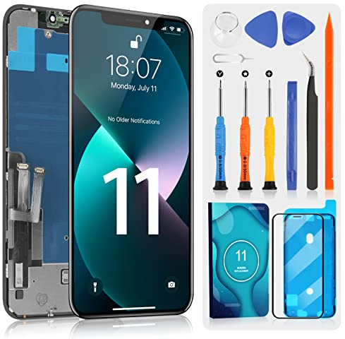 Pantalla para iPhone 11 Reemplazo, 6.1 Pantallas para iPhone 11 LCD Display Digitalizador Táctil Vidrio con Protector de Pantalla y Herramientas, Compatible con Modello A2111 A2223 A2221