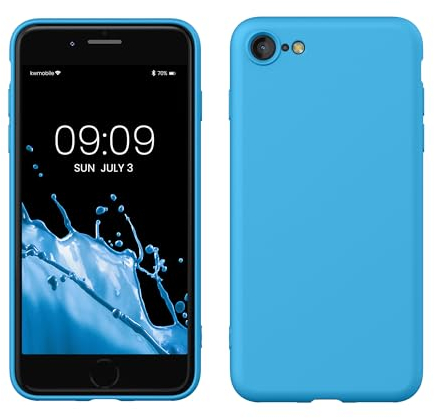 kwmobile Case Compatible with Apple iPhone SE (2022) / iPhone SE (2020) / iPhone 8 / iPhone 7 Case - Slim Protective TPU Silicone Phone Cover - Radiant Blue