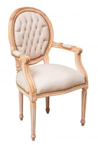 Biscottini Baroque Armchair 101 x 58 x 56 cm | Louis XVI Padded Chairs | French Style Lounge Chair | Elegant Shabby Chic Chair, N-L6310