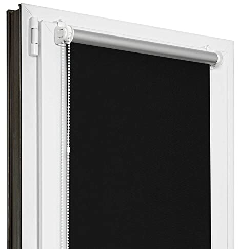Estika Verdunklungsrollo Thermorollo ohne Bohren - 60 cm x 220 cm - Schwarz - 13 Stoff Farben, Rollos für Fenster ohne Bohren, Klemmfix rollos für Fenster innen (60 cm Stoffbreite)