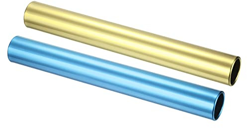 PATIKIL Staffetta Pista Bastoni Set, 2pz Alluminio Lega Tubo Campo Corsa Corsa Bastone per Esterni Atletica Sport Gioco Attrezzi (Blu, Oro)