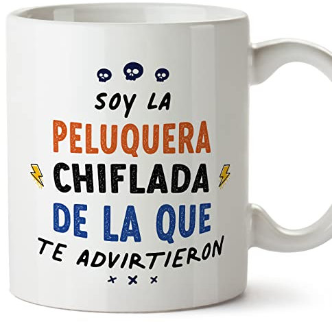 MUGFFINS Tazas para PELUQUERA mujer - En Español - Todos te advirtieron - 11 oz / 330 ml - Regalo original y divertido