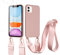vrupin kompatibel mit iPhone 12 Handykette Hülle,[2 Stück Schutzfolie 9H Härte Gehärtete Folie].Necklace Hülle Nylon Schultergurt Weich Flüssiges Silikon-Lotus Farbe
