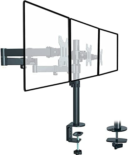 Triple Monitor Stand, Monitor Mount for 3 Monitors 13-27 inch / 2 Monitors 13-35 inch Adjustable Monitor Arm Desk Mount Max.10kg Triple monitor mount, Triple Monitor Arm MD6463