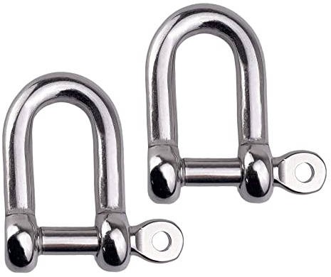 GATE14® Rostfreier Schäkel, Nicht Abnehmbarer Schraubschäkel, D-Form, Ø 6 mm - 2 Stück.