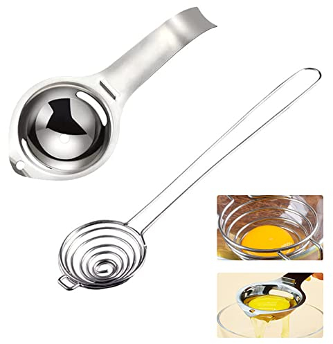Amfrpar 2 Stück Eiertrenner Eigelbtrenner Edelstahl Eitrennhilfe Eidottertrenner Spülmaschinenfreundlich Eigelb Eiweiß Trenner Egg Separator für Küche Bäckerei
