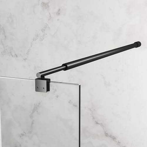BD-Baode Stabilisierungsstange Dusche für 8-10 mm Dusche Glas mit drehbarem 360° Gelenk Stabilisator schwarz matt Wandhalterung für Duschwand mit Verstellbereich 73-123 cm