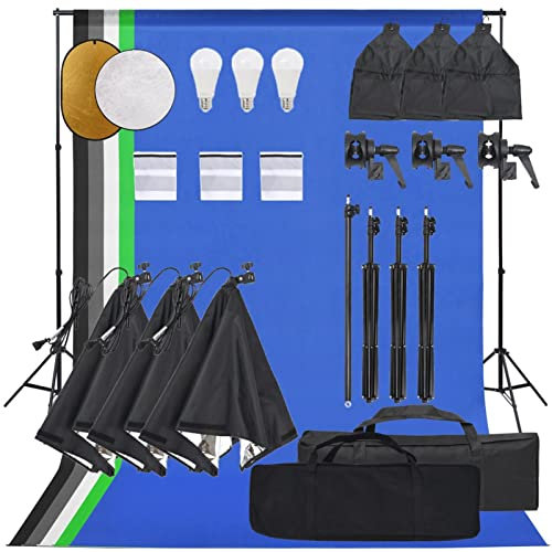 ZHOUMIN Fotostudio-Set mit Beleuchtung, Hintergrund und Reflektor, Fotostudio Set, Fotohintergrund, Hintergrund Fotostudio, Fotohintergrund Set, Foto Hintergrundsystem,