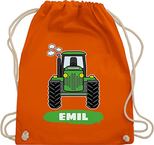 Turnbeutel Rucksack - Traktor Trekker Buldog Schlepper - Unisize - Orange - stoffbeutel für kindergarten trecker sporttasche junge kita wechselkleidung beutel tractors turnsackerl kinder