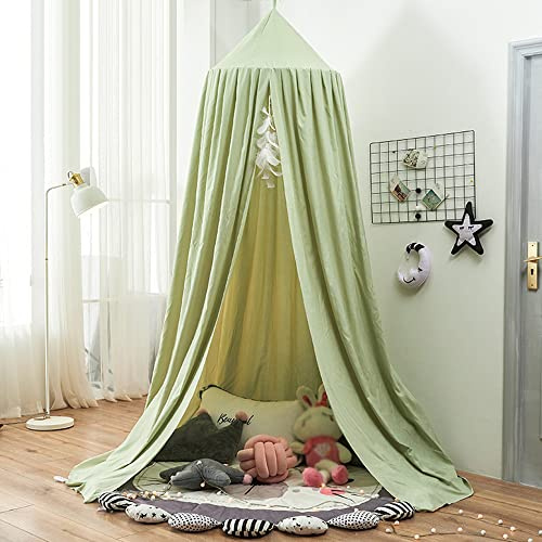 Surwin Betthimmel Madchen Jungen Babybett Doppelbett, Moskitonetz Baldachin Kinderzimmer Einzelbett Himmel Schlafzimmer Dekoration Spielzelte Kinder Geschenk, Ohne Bohren (nordisches Grün)