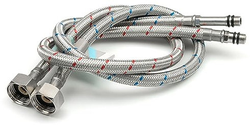 Xcel Home 2 connettori flessibili per rubinetto M10 x 1/2 (600 mm) | 10 lunghezze | Coppia di raccordi flessibili BSP per cucina/lavabo monoblocco | Acciaio inossidabile intrecciato