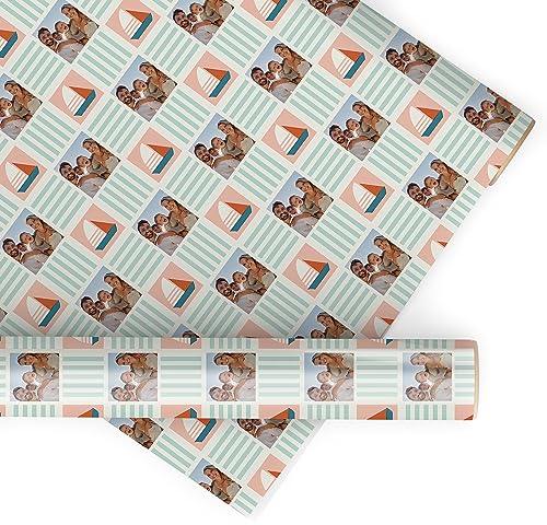 wandmotiv24 Geschenkpapier personalisiert, Boot, Jungen, 100 x 70cm, 0.7 qm, Foto anpassen, Fotogeschenk, Geschenk für Freunde und Familie M0017