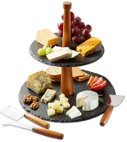 Occasion 2 Tier Cake Stand & 3 Piece Knife Set - Gift Boxed