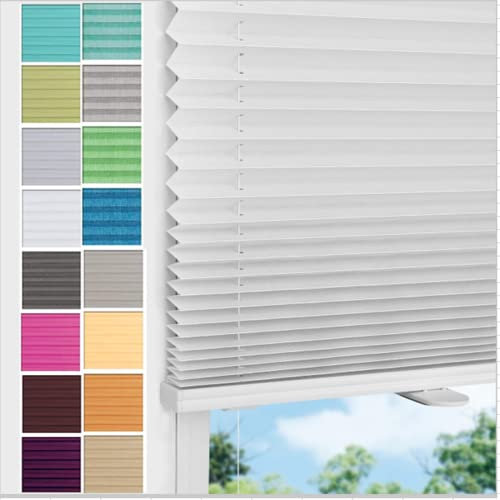 bobodeco Plissee ohne Bohren Plissees Klemmfix - Weiß 115x180 cm(BxH) - Easyfix plisseerollo Jalousie Faltrollo Blickdicht - Sichtschutz - Sonnenschutz Fertifplissee - Rollos für Fenster und Tür