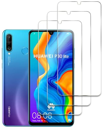 3 Pezzi Vetro Temperato Compatibile con Huawei P30 Lite, Ultra HD Schermo Pellicola Protettiva, Durezza 9H, Ultra Trasparente, Anti-Impronte, Senza Bolle