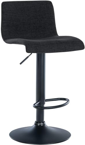 CLP Barhocker Branford I Modern, Höhenverstellbar Mit Lehne I Metallgestell, Bequemer Sitz I Küchenstuhl Oder Esszimmerstuhl, Farbe:schwarz, Material:Stoff