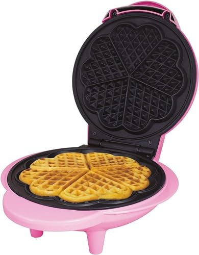 EliteKoopers 1Pcs Pink Stainless Steel Electric Non Stick Heart Shape Waffle Maker