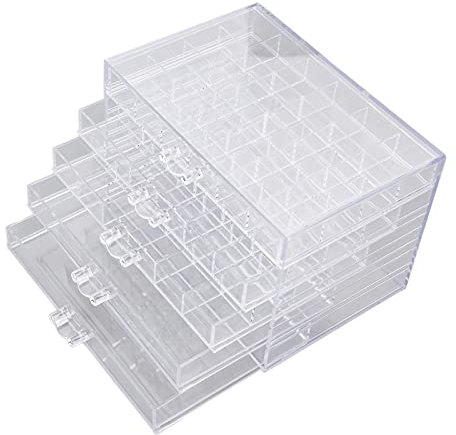 Fdit Aufbewahrungsbox für Schmuck, Nagelkunst, Nagelchips, Ornament, XL, Ohrringe, Sortiment, Werkzeugkoffer, Transparenter Werkzeugkasten, 5 Schichten, Großformatiger