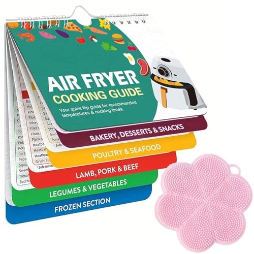 Leogony Air Fryer Cheat Sheet Magnets Cooking Guide Booklet, Airfryer Magnetic Cheat Sheets UK, Air Fryer Cheats Magnets Recipe Book Flip Chart with a Heat Proof Mat